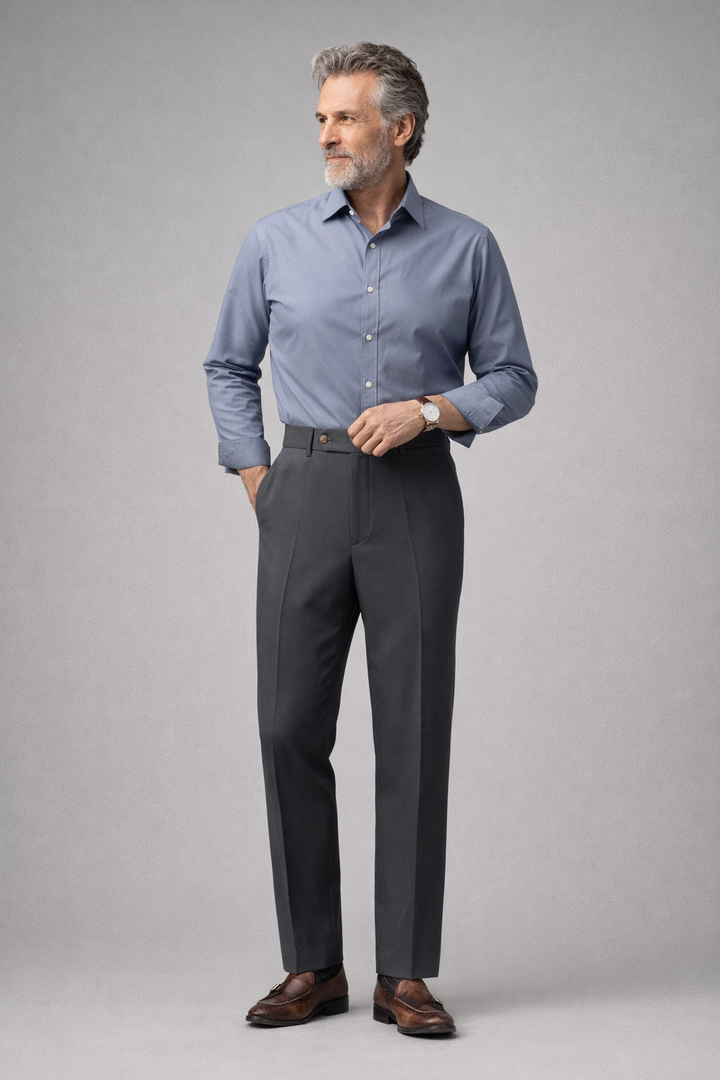 Men’s Slim Fit Ankle Trousers – Mid-Rise Tailored Style