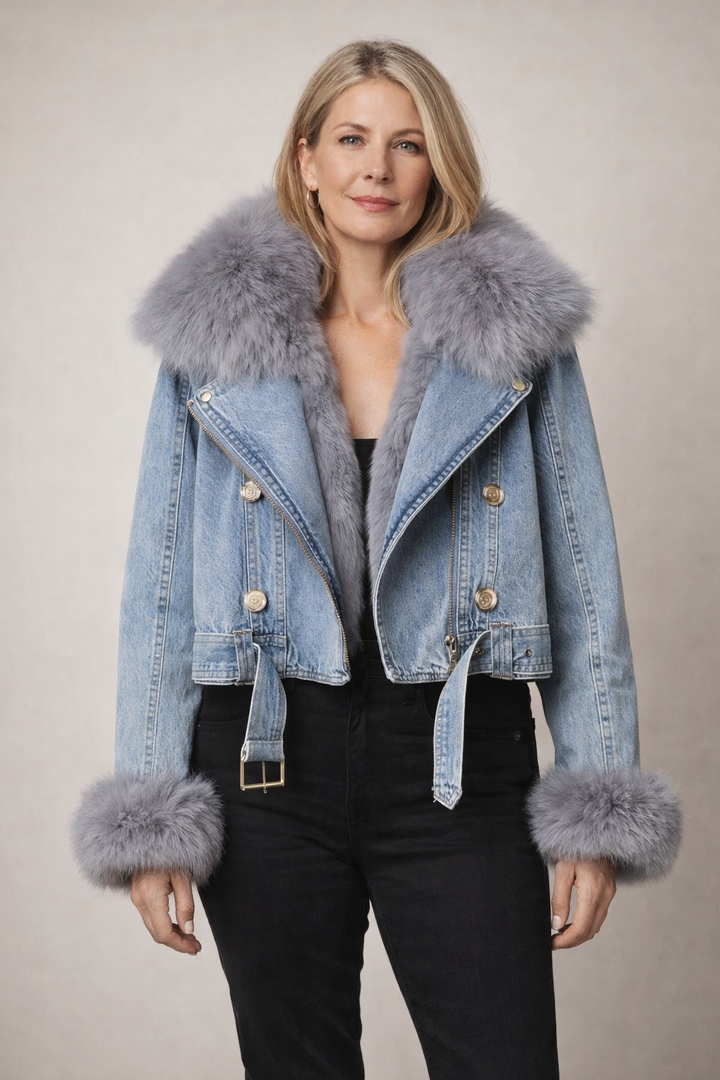 Celeste Faux Fur Denim Moto