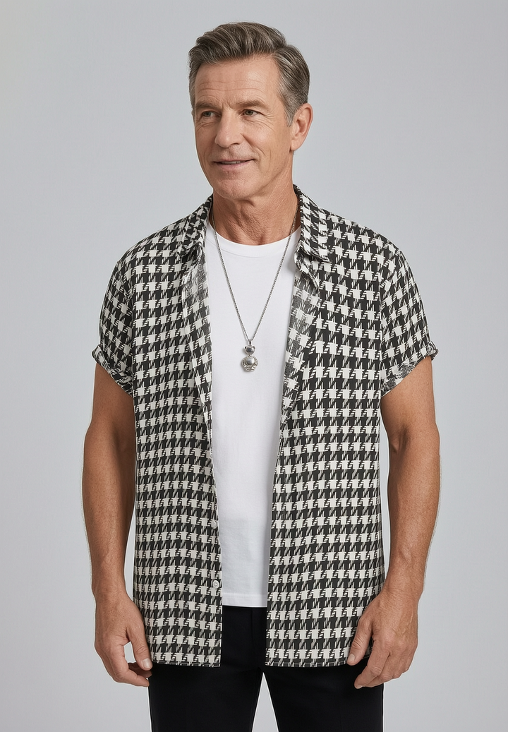 Monte Carlo Houndstooth Button-Up