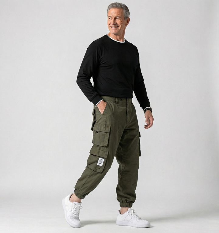 Men's Cargo Pants - Multi-Pocket Jogger Elasticated Cuff