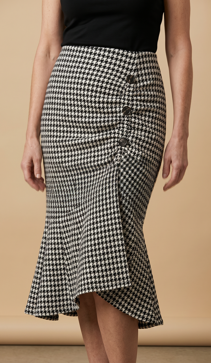 La Rue Houndstooth Trumpet Skirt