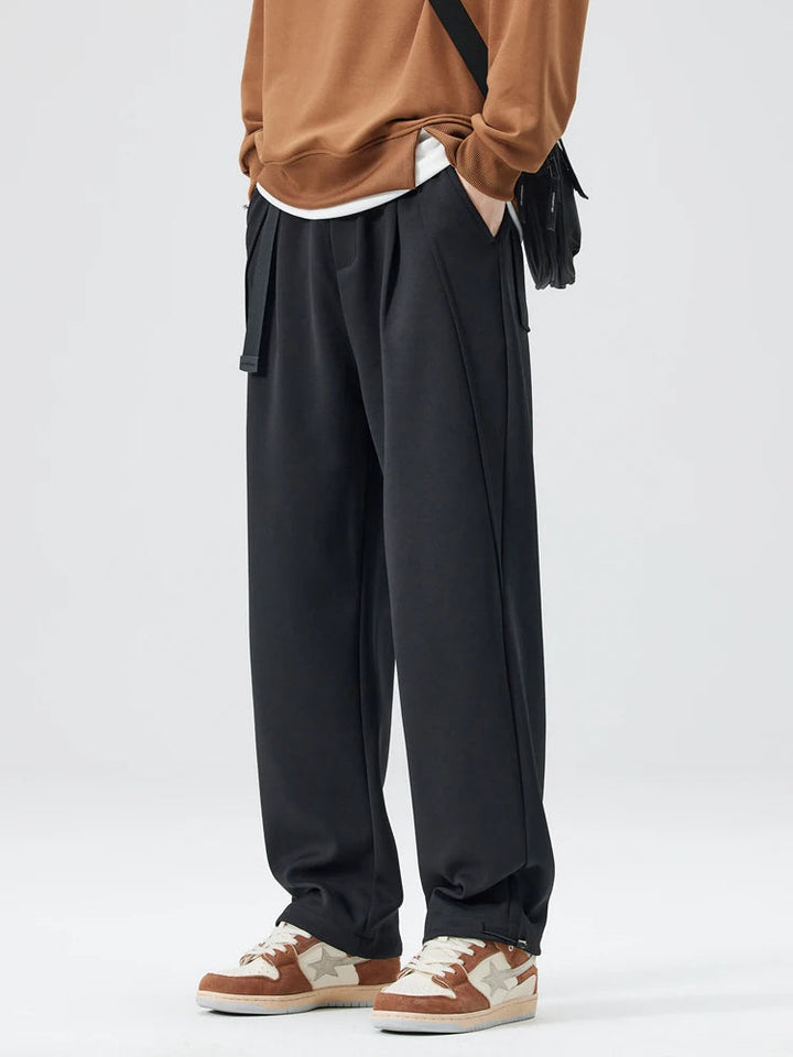 Men's Tapered Jogger Pants - Elasticated Cuff Pleat Front