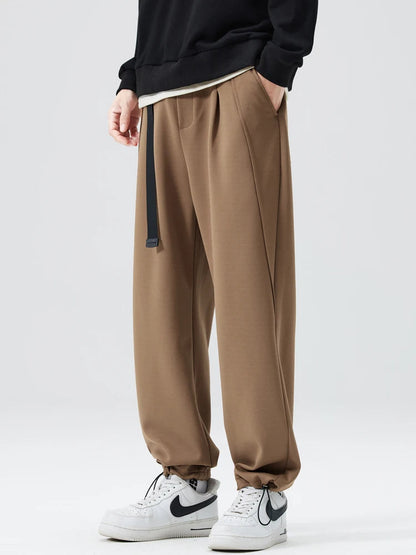 Men's Tapered Jogger Pants - Elasticated Cuff Pleat Front