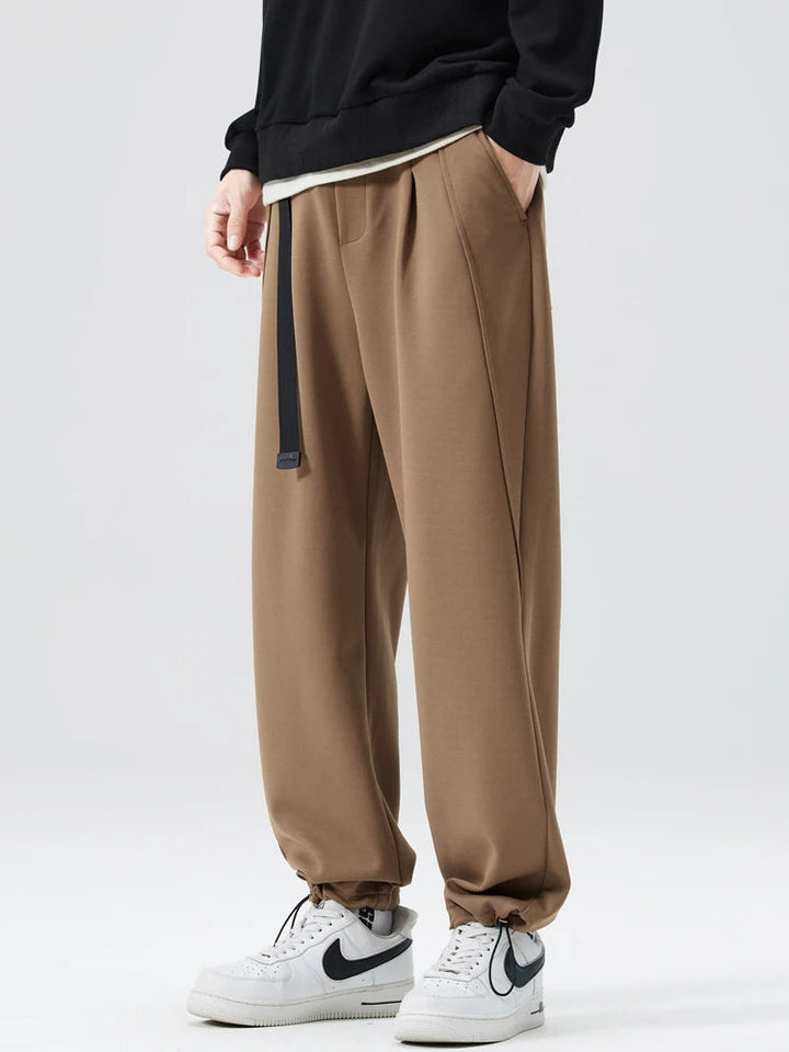 Men's Tapered Jogger Pants - Elasticated Cuff Pleat Front