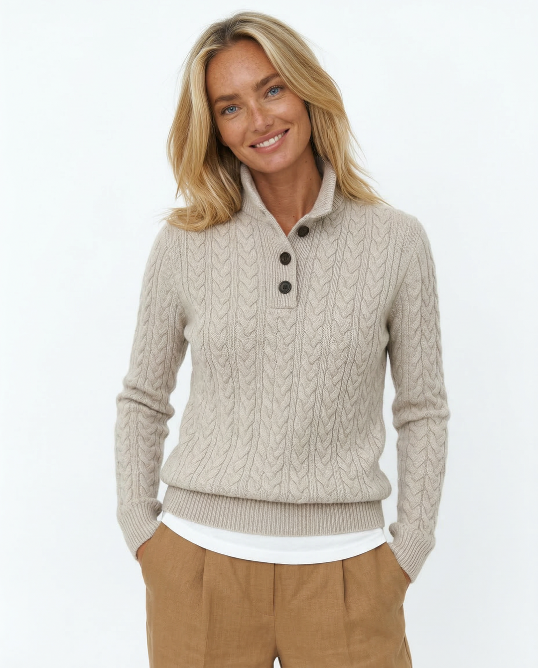 Arden Button-Up Cashmere Sweater