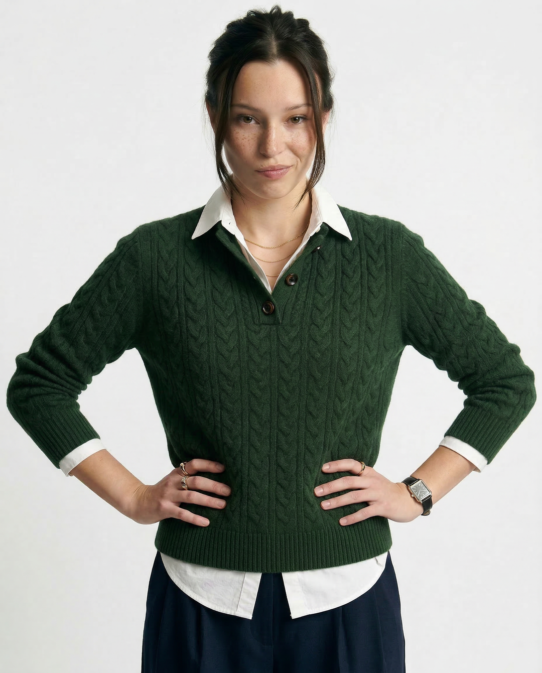Arden Button-Up Cashmere Sweater
