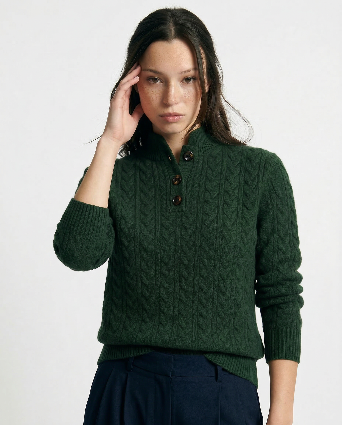 Arden Button-Up Cashmere Sweater
