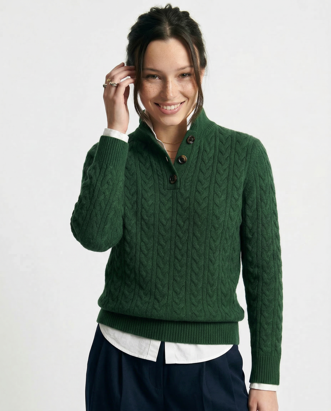 Arden Button-Up Cashmere Sweater
