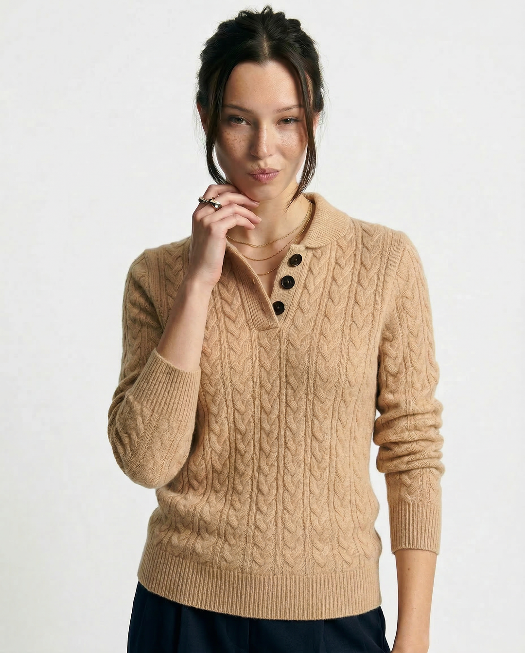 Arden Button-Up Cashmere Sweater