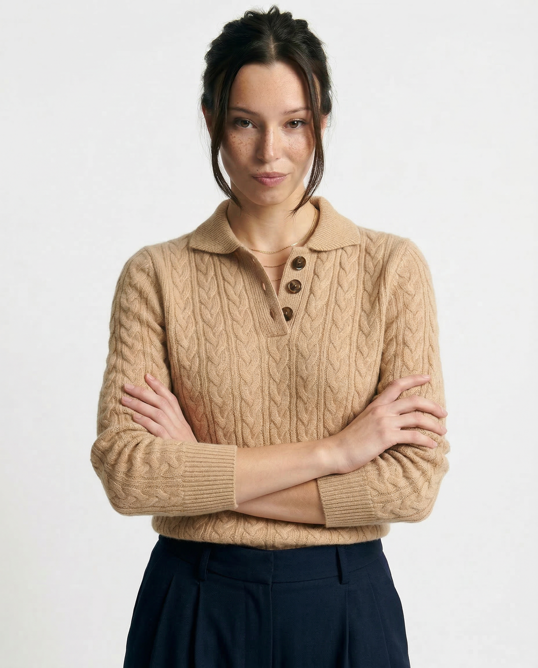Arden Button-Up Cashmere Sweater