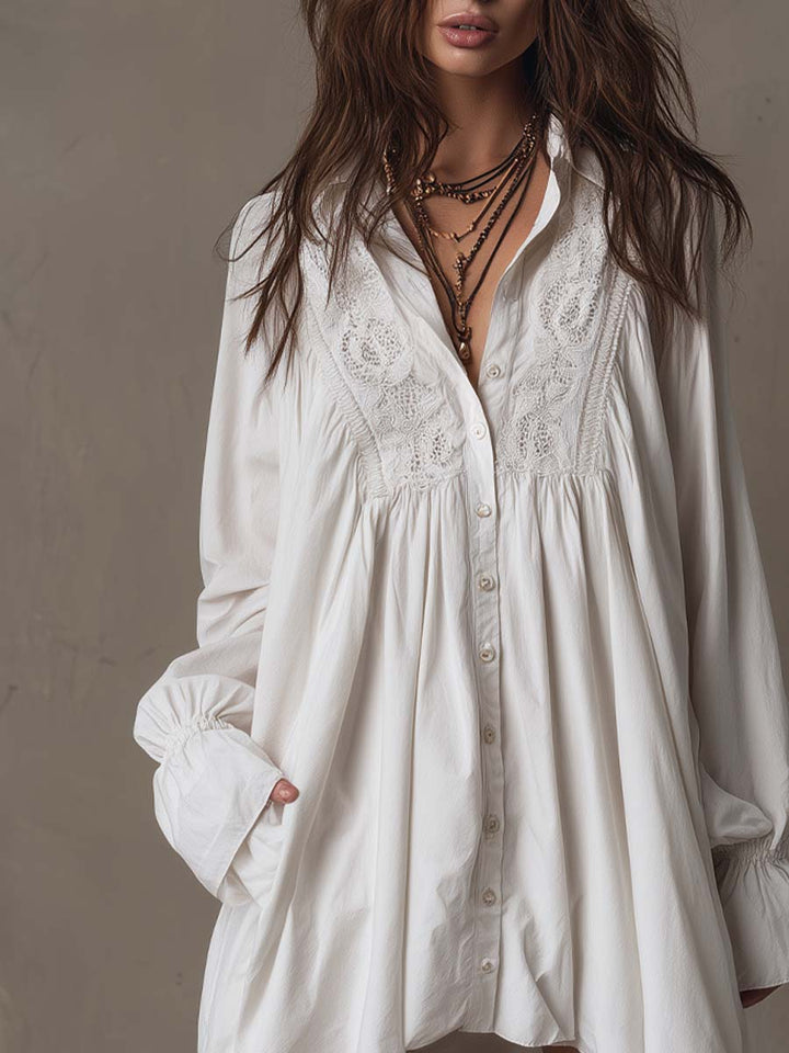 Lucia | Lace-Embellished Shirt Dress