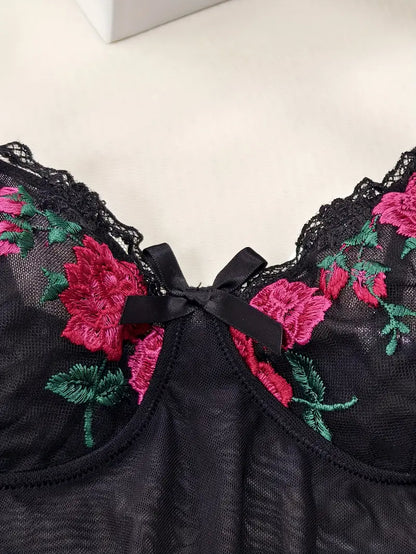 La Rose Ruched Mesh Nightgown