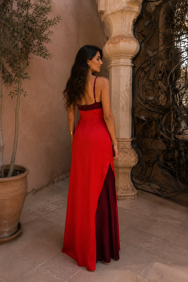 Slit-Detail Long Halter Dress