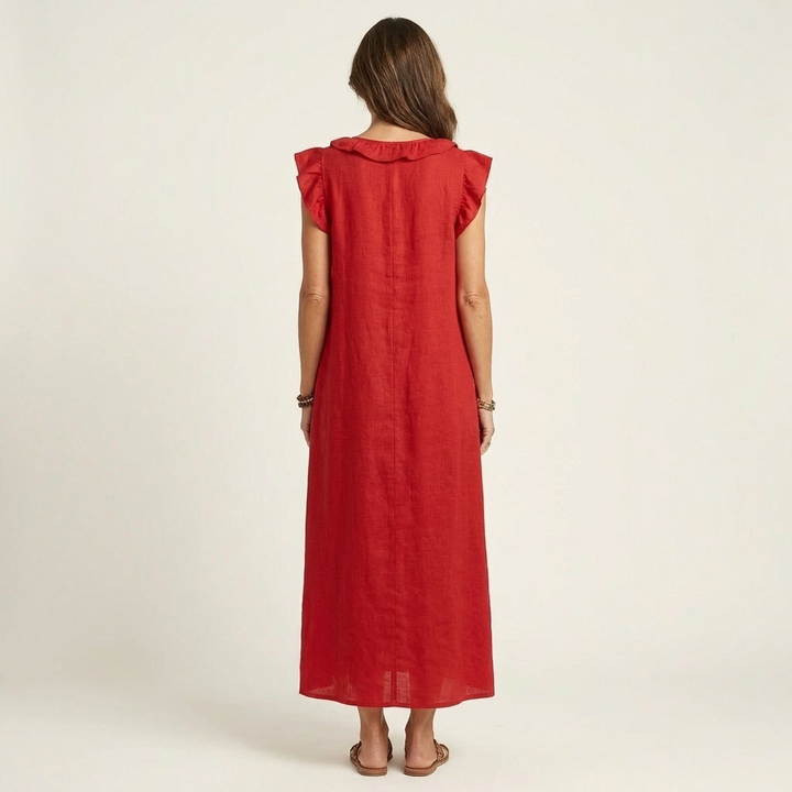 Josette | V-Neck Maxi Dress with Ruffle Details