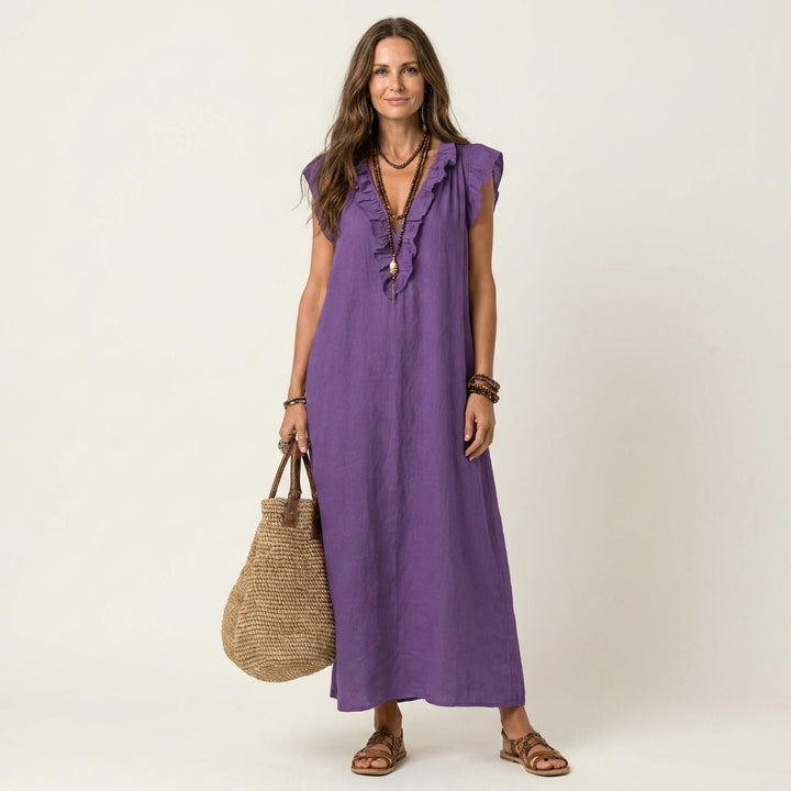 Josette | V-Neck Maxi Dress with Ruffle Details
