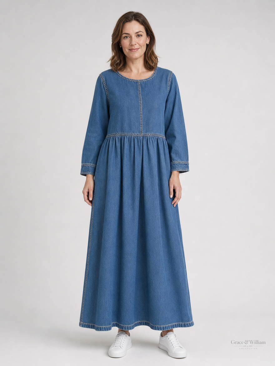 Zephyrelle - Vintage Denim Maxi Dress