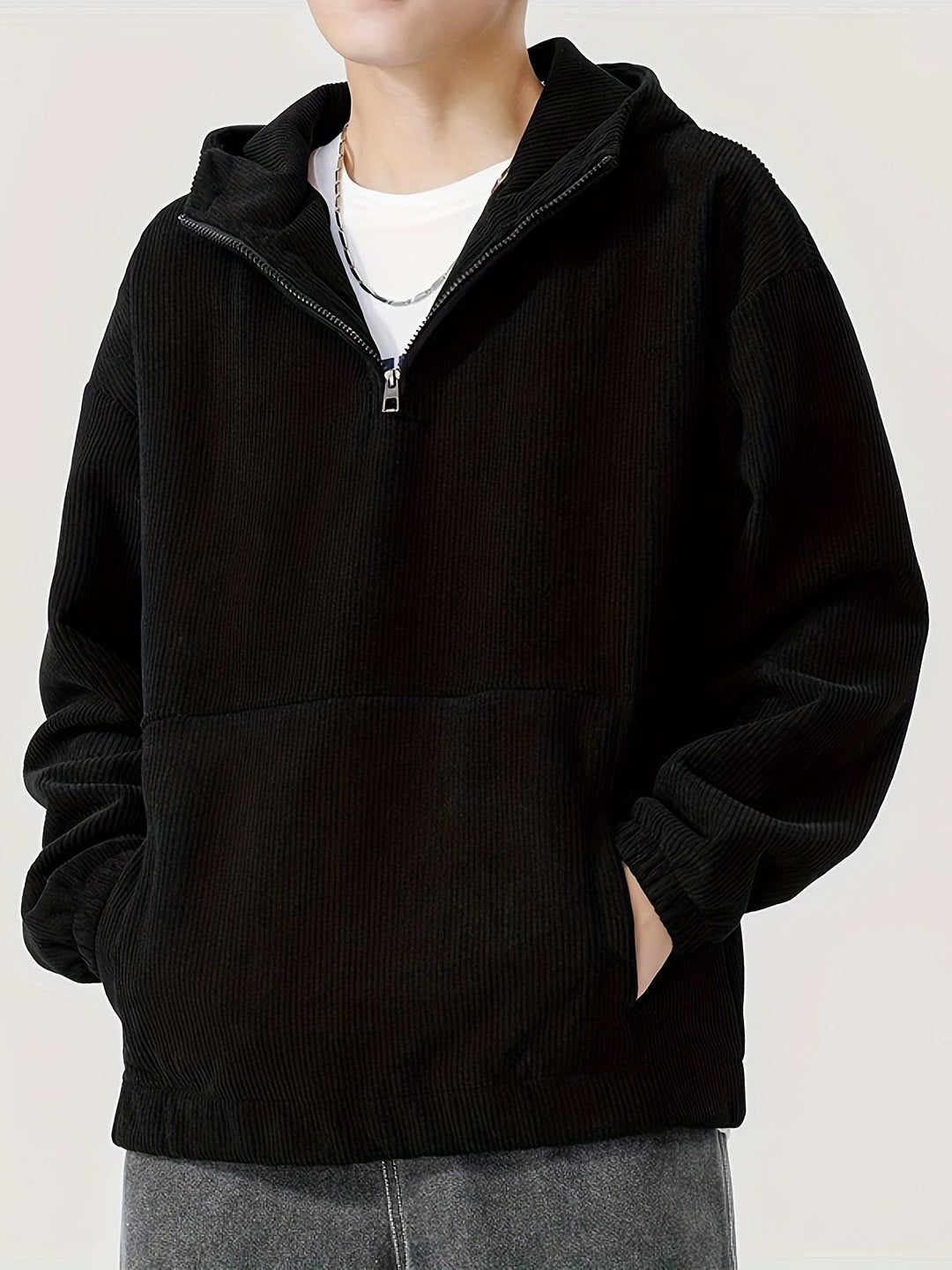 Corduroy Quarter-Zip Hoodie