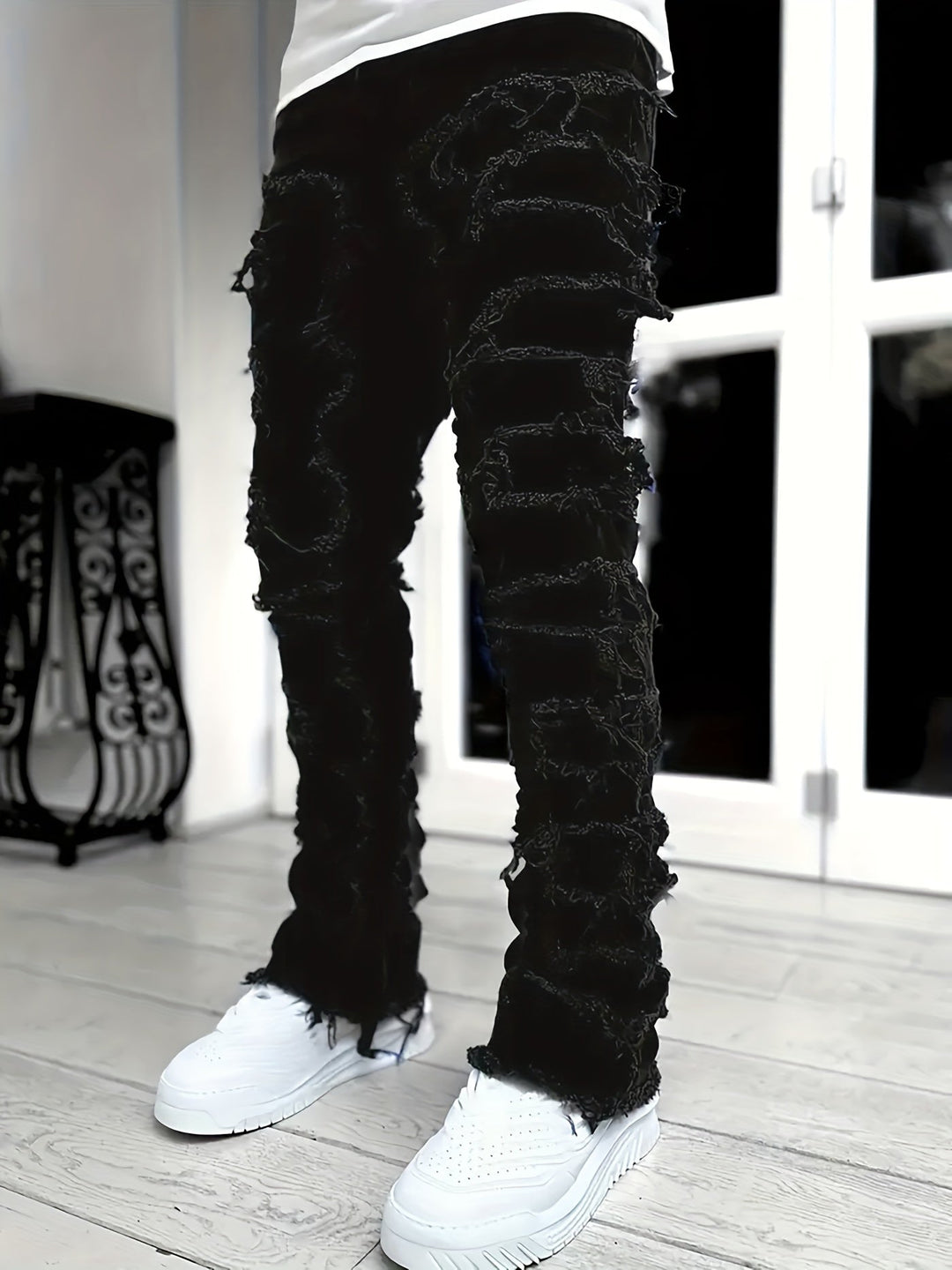 Distress Layered Denim Pant