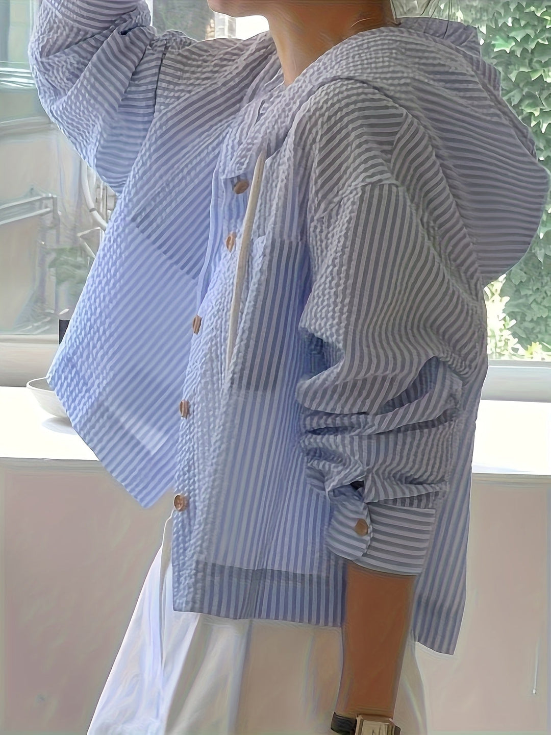 Claude Stripe Hoodie Shirt