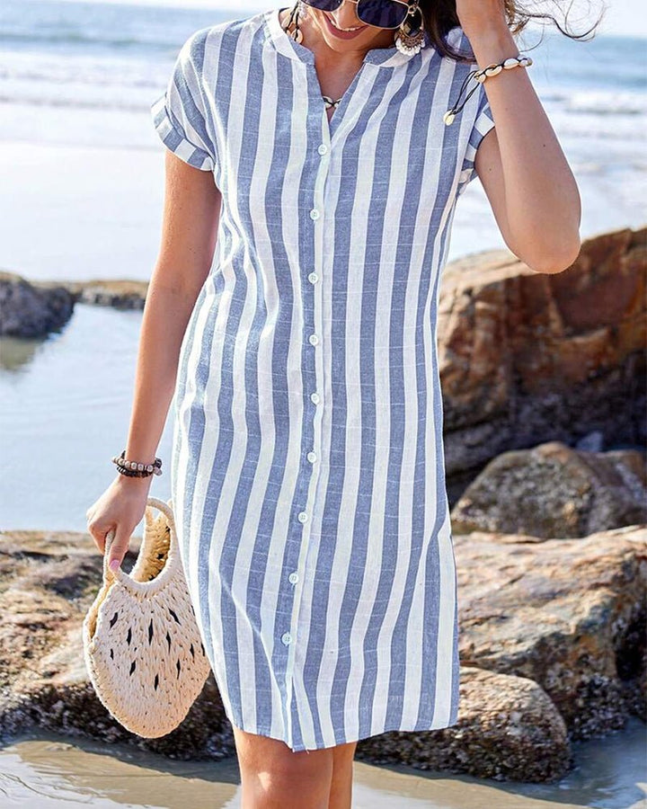 Emma | Striped Dress with Shirt Design