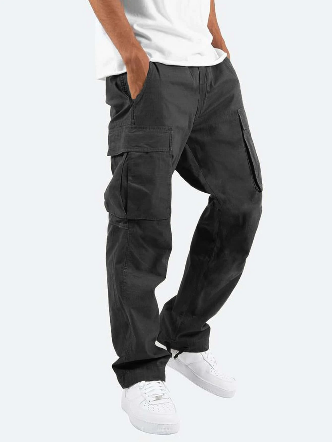 Men's Cargo Pants - Elasticated Drawstring Waist - Multi Pocket