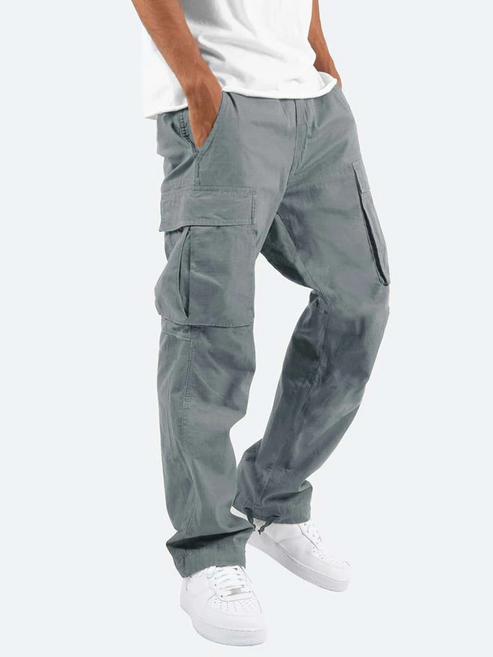 Men's Cargo Pants - Elasticated Drawstring Waist - Multi Pocket