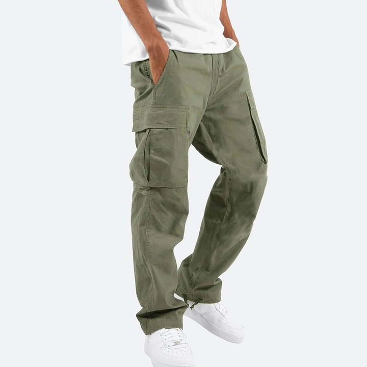 Men's Cargo Pants - Elasticated Drawstring Waist - Multi Pocket