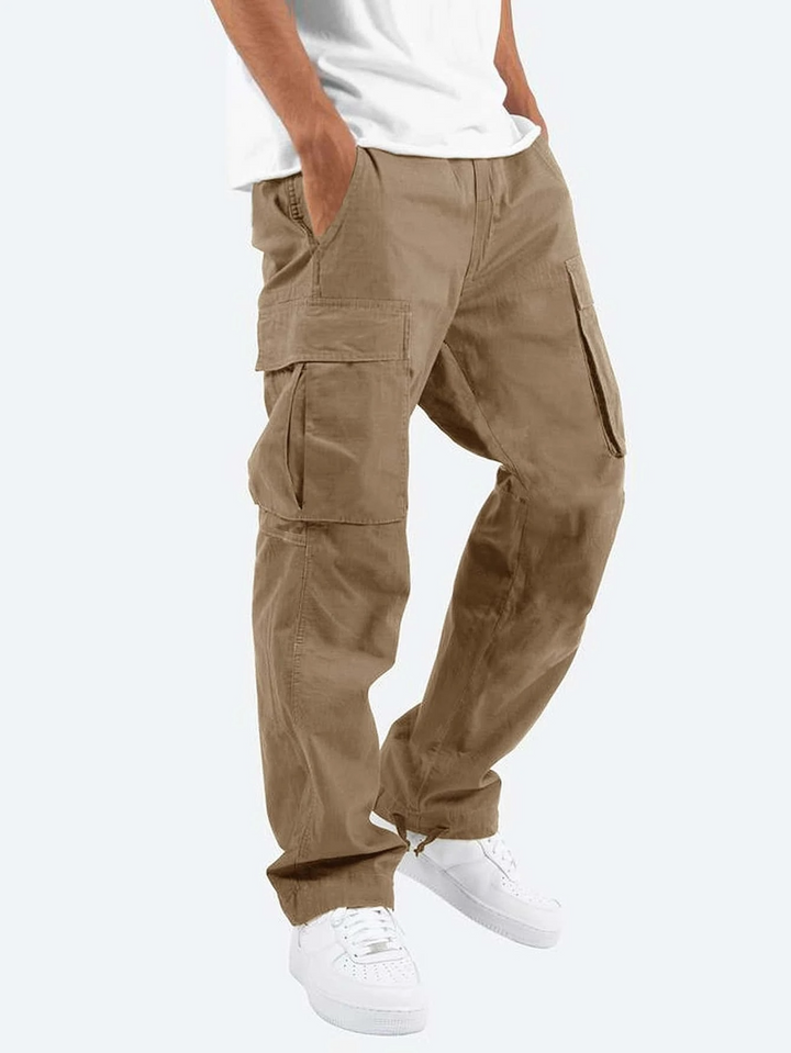 Men's Cargo Pants - Elasticated Drawstring Waist - Multi Pocket