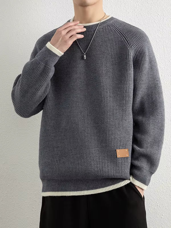 Ribbed Knit Crewneck Sweater