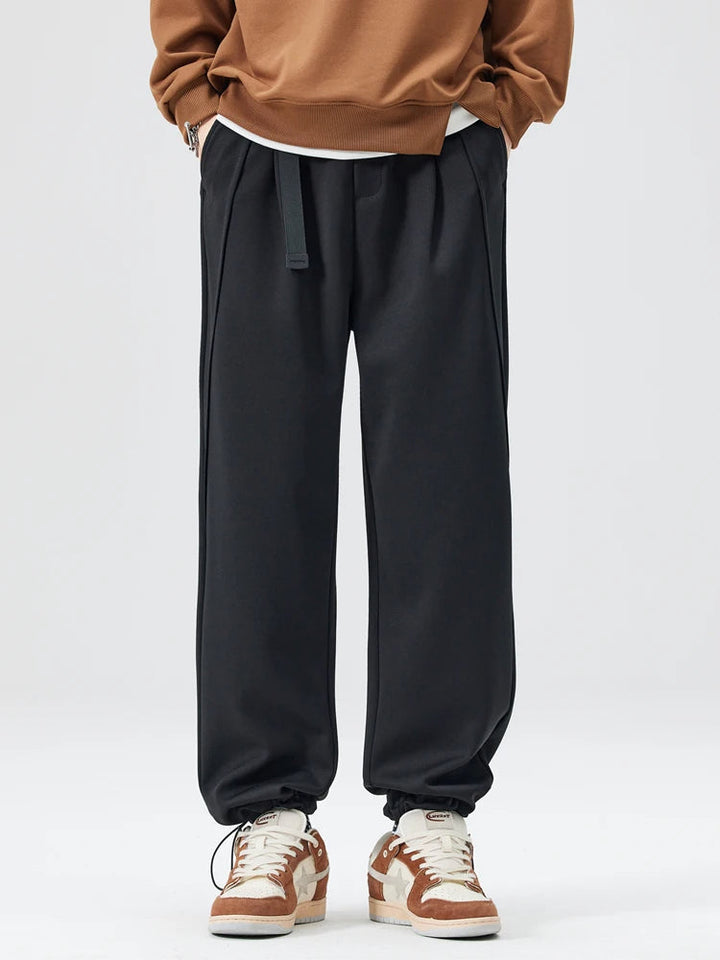 Men's Tapered Jogger Pants - Elasticated Cuff Pleat Front