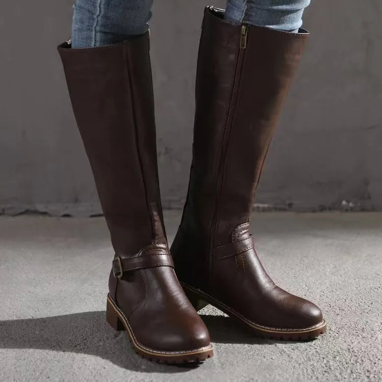 Women's Orthopedic Buckle Leather Boots