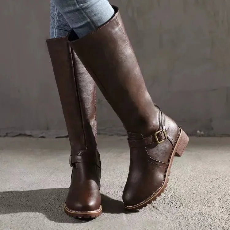 Women's Orthopedic Buckle Leather Boots